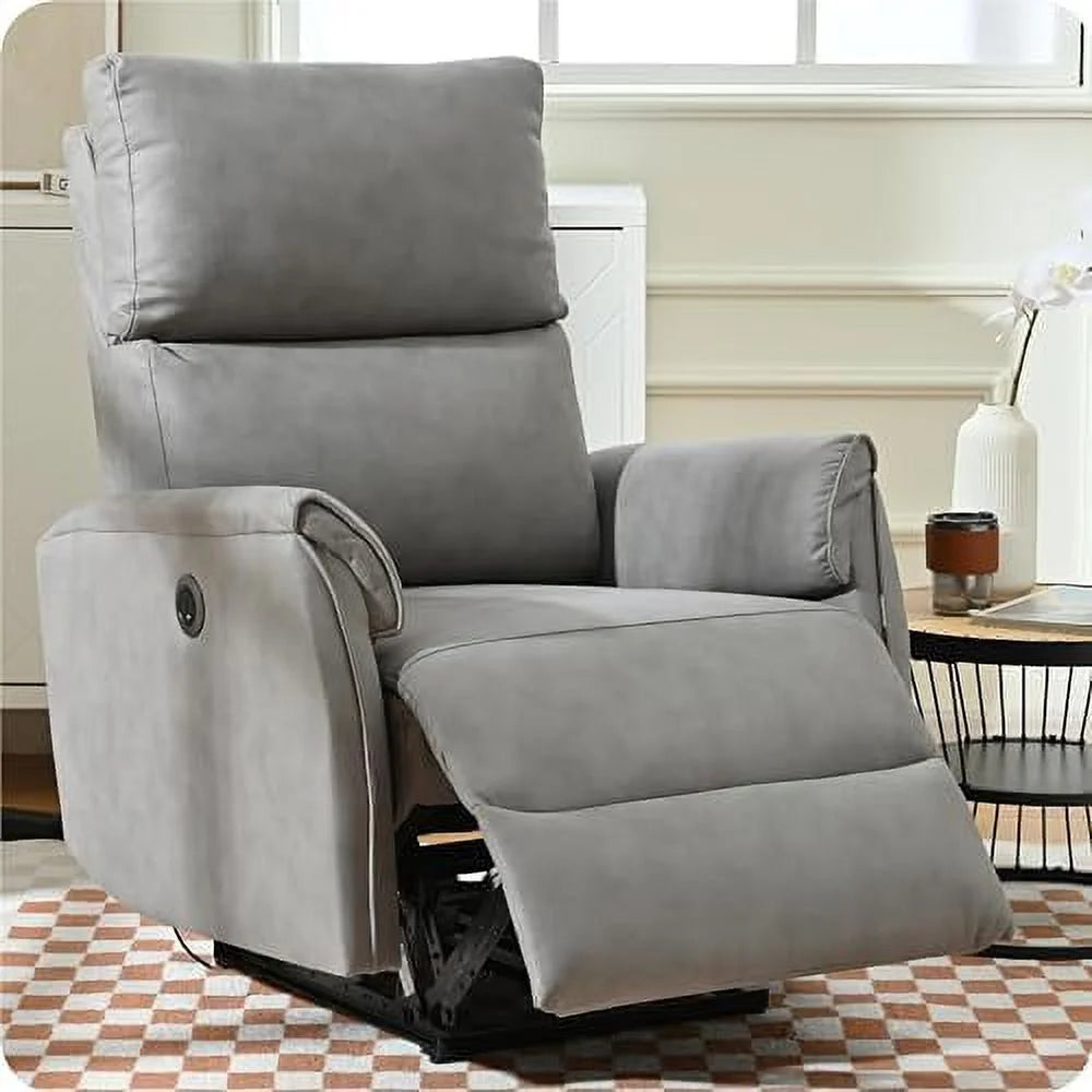 Dark Gray Leather Fabric Power Recliner Chair with USB Port F889