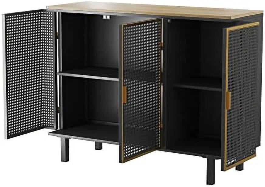 Kitchen Buffet Sideboard with 3 Drawers & 2 Door Cabinet with Metal Legs V146