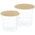 Set of 2 Round Side Tables with Storage L175405