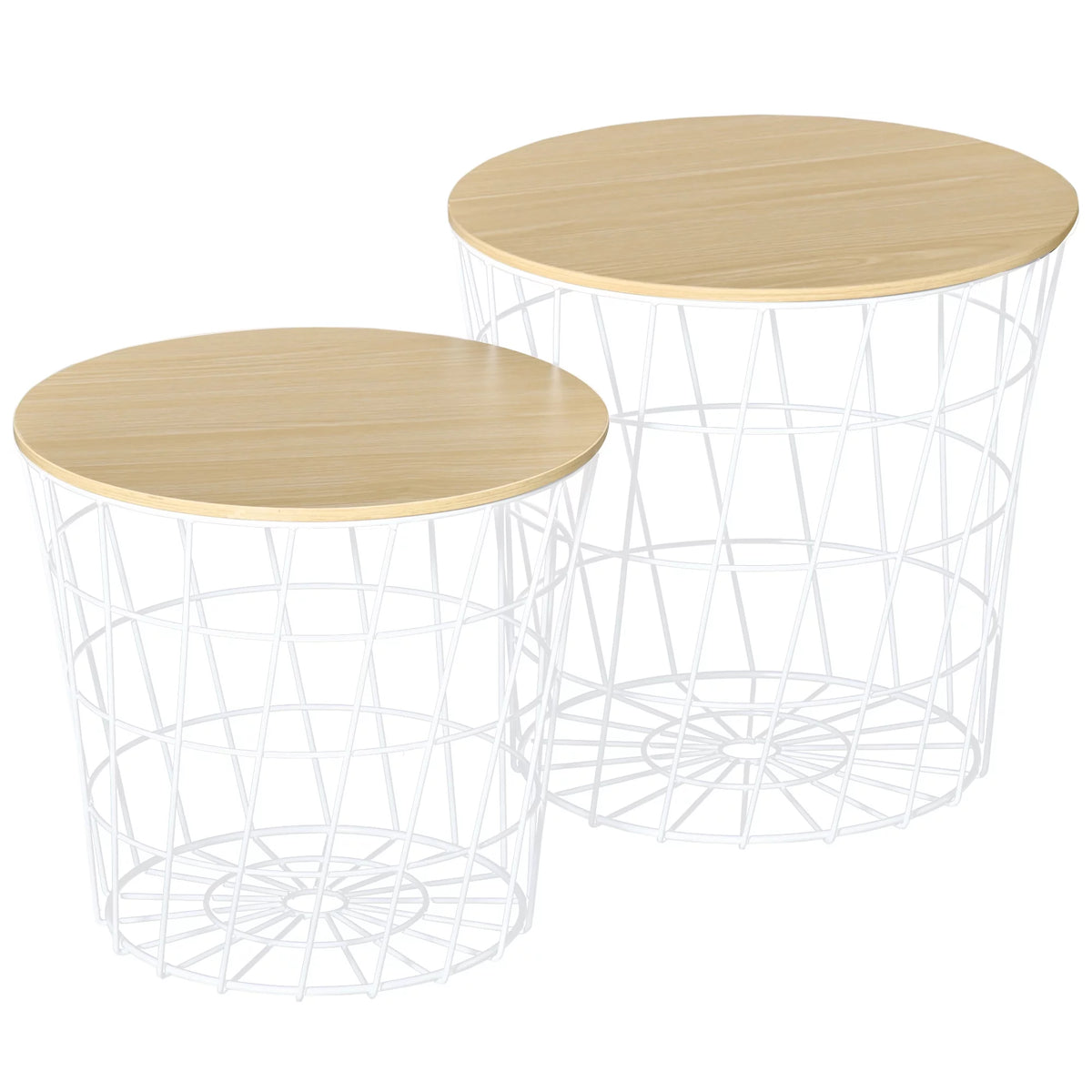 Set of 2 Round Side Tables with Storage L175405