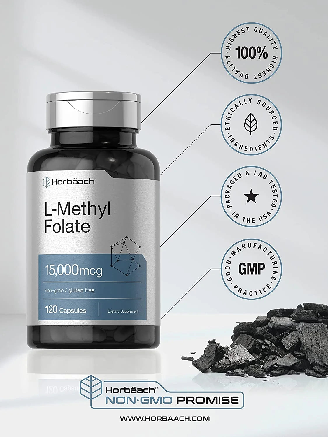 15000 mcg 120 Capsules L Methylfolate L8135