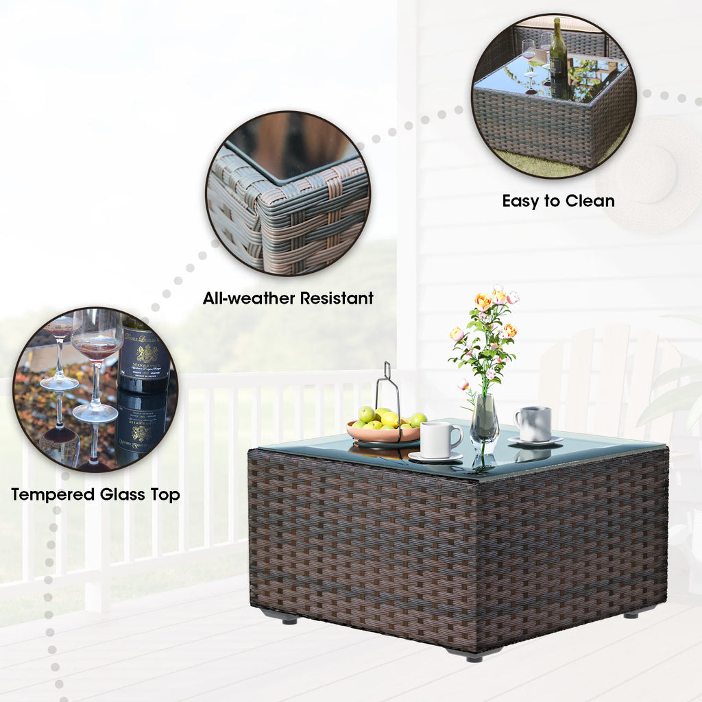 9 Pieces PE Wicker Rattan Outdoor Sofa Set Y911030