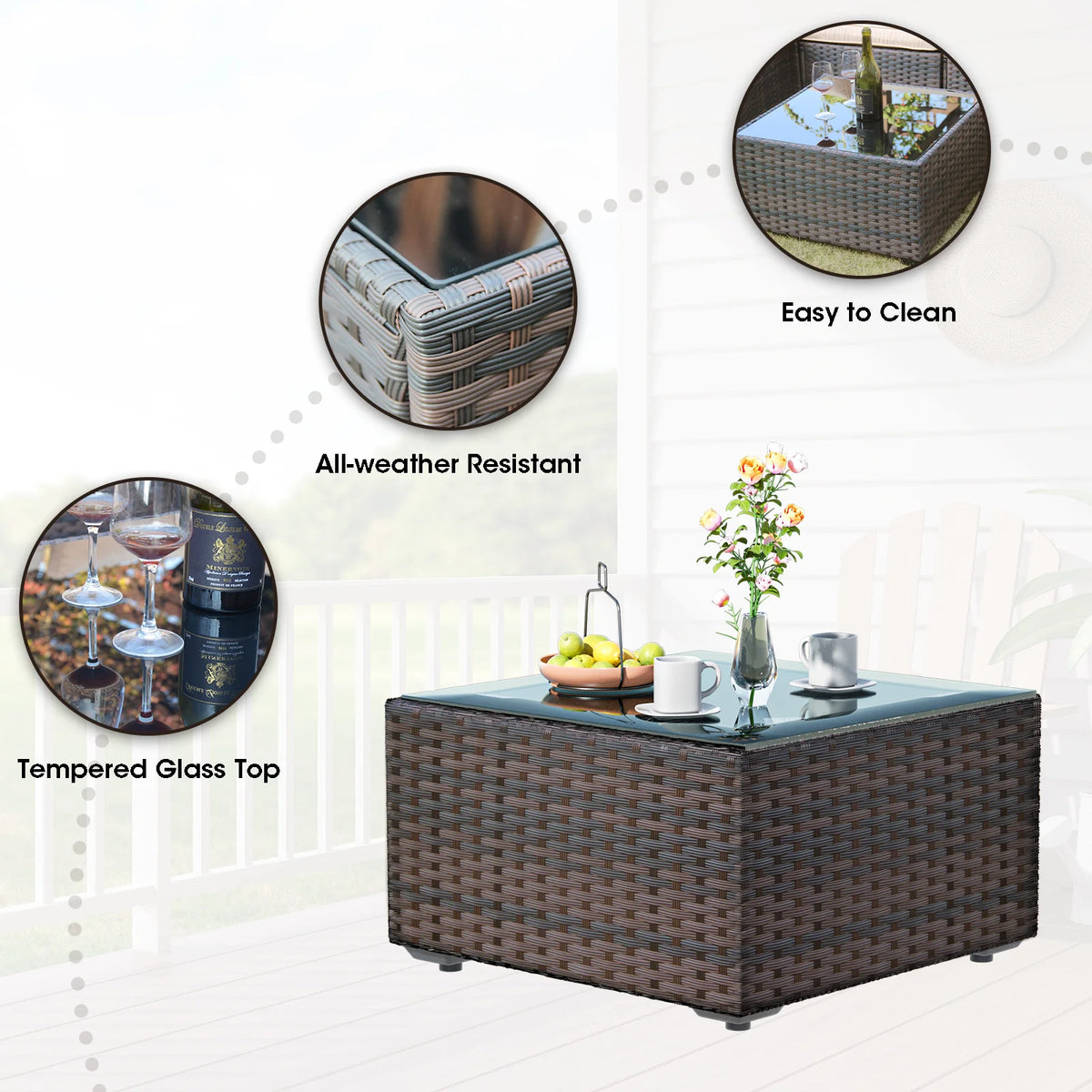 9 Pieces PE Wicker Rattan Outdoor Sofa Set Y911030