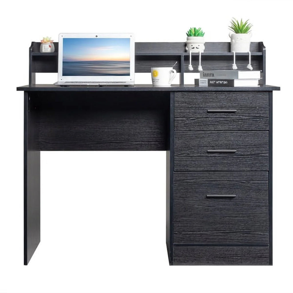 Black Wood Grain Three Drawers Computer Desk A41681