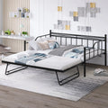 Black Full Size Metal Daybed with Twin Size Adjustable Trundle J679116