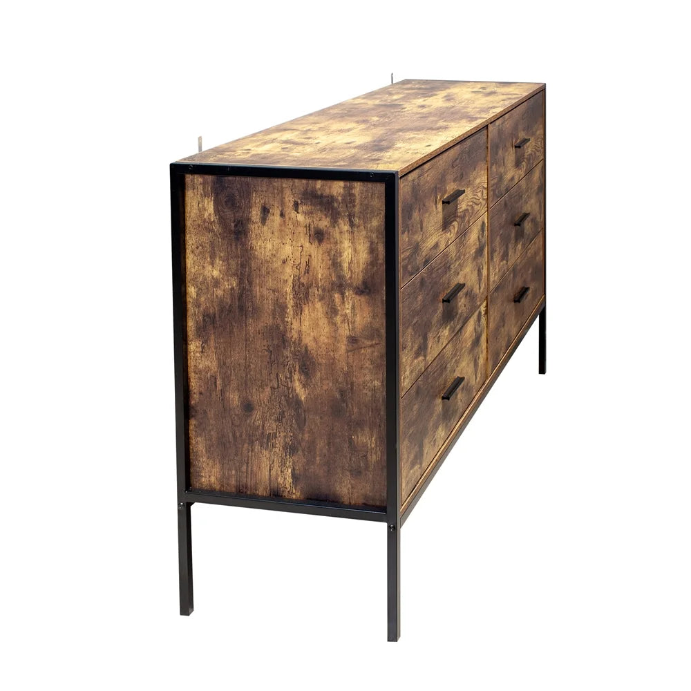 Rustic Brown 6 Drawer Wood Dresser D759232