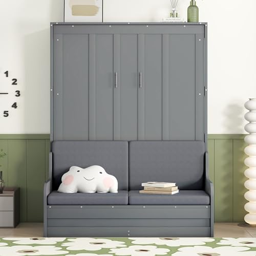 Queen Size Wooden Murphy Bed with Cushion L516