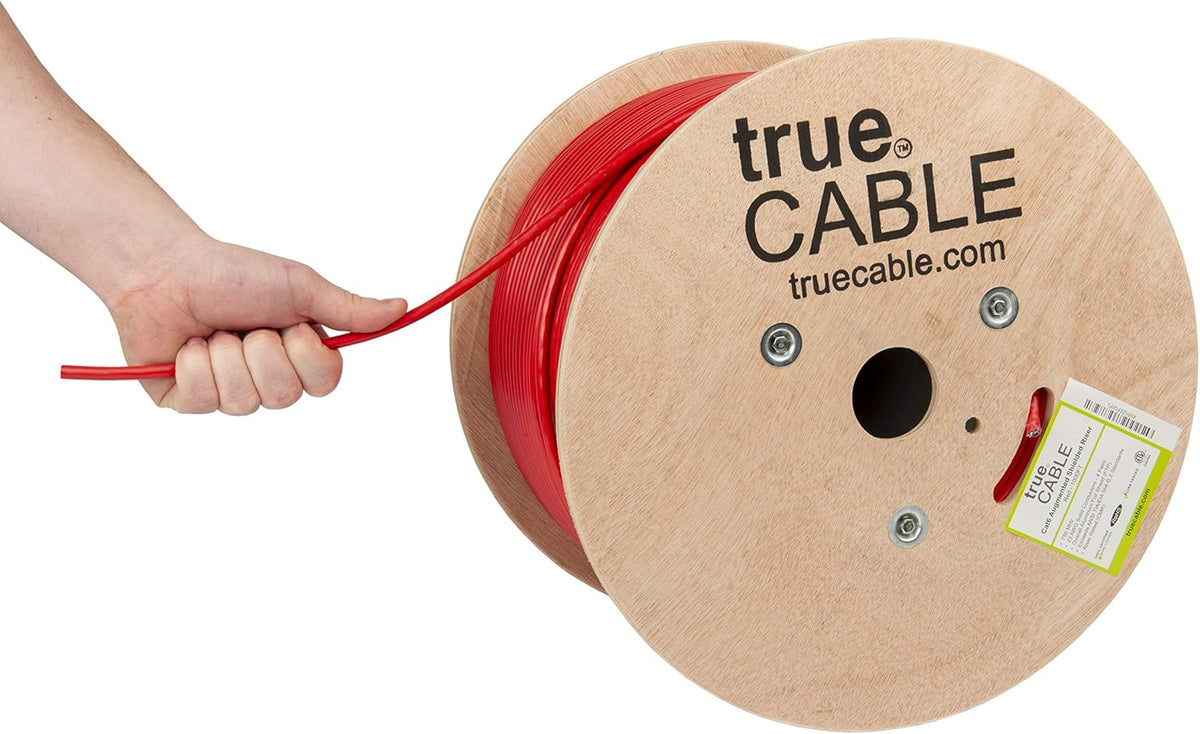 Cat6A Shielded Riser 1000ft Pink 23AWG Solid Bare Copper Ethernet Cable M422