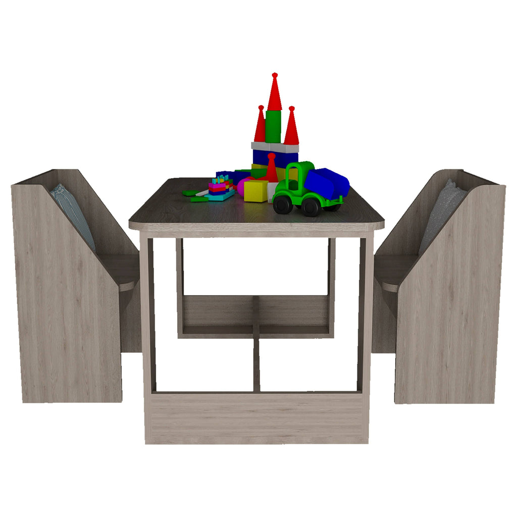 Ash Engineered Wood Children Activity Table Set with Benches W751