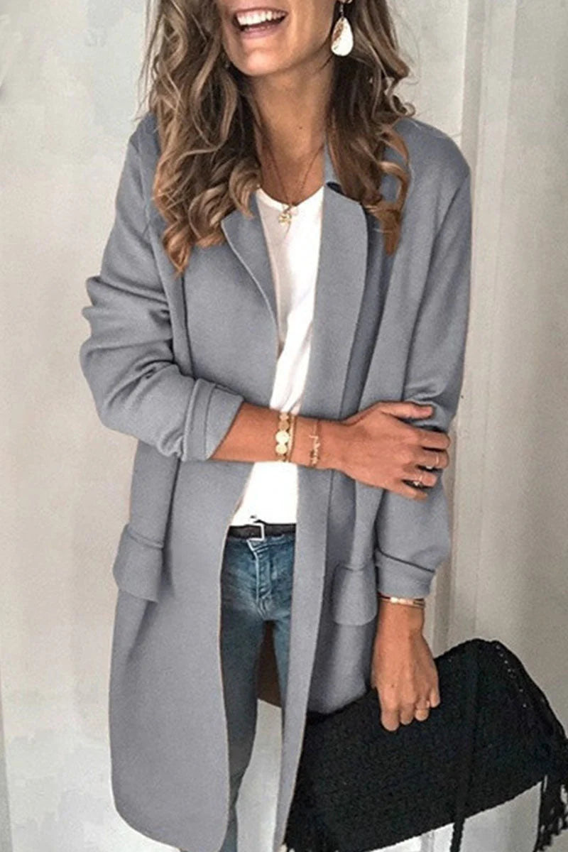 Casual Solid Turn-back Collar Outerwear G702