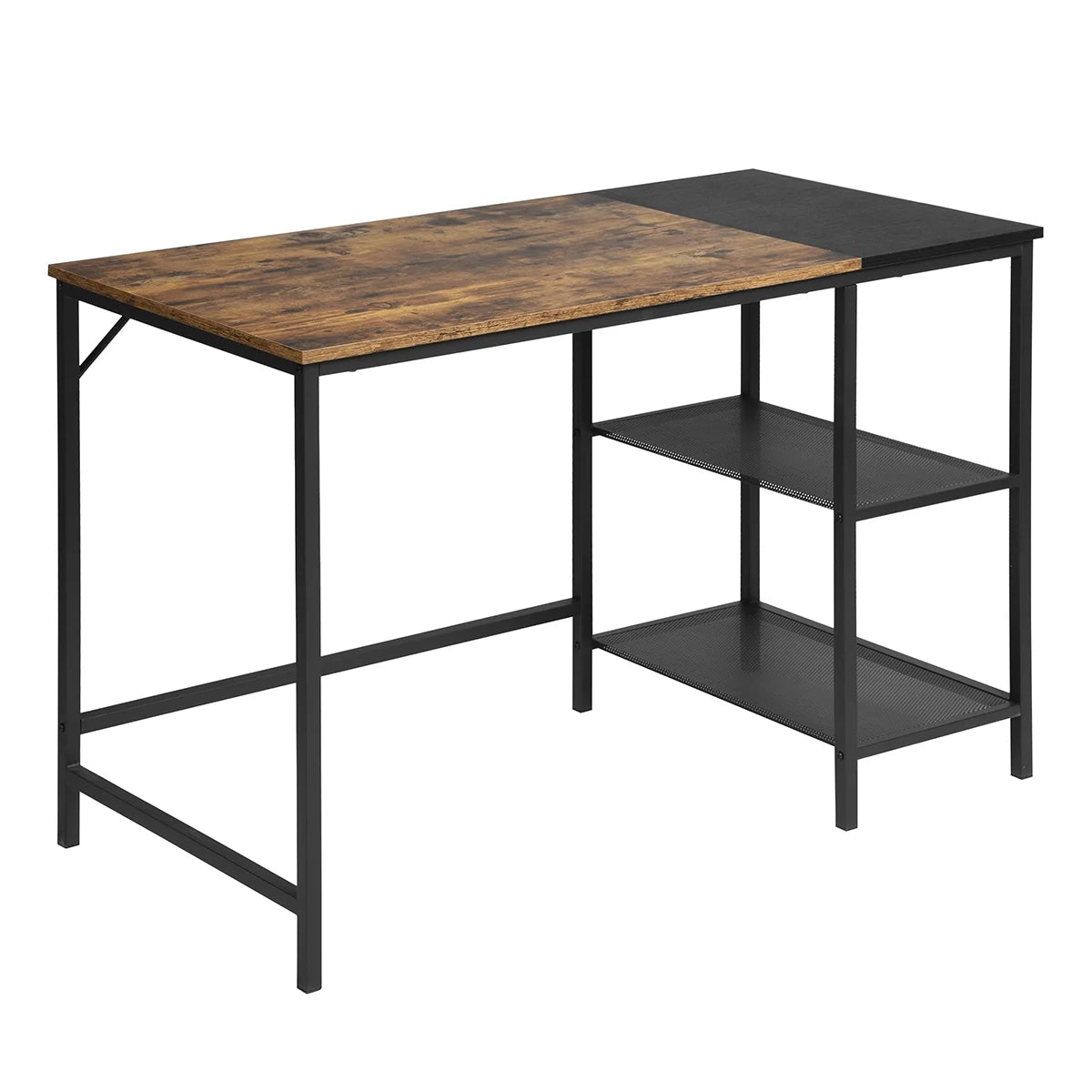 Black Study Desk with 2 Storage Shelves Metal Frame D458389