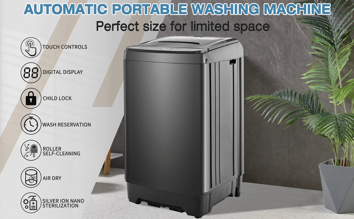 Portable Automatic Washer Machine with Drain Pump 17.6 Pounds W5909