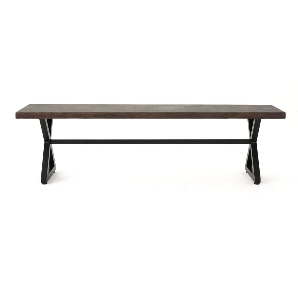Brown Outdoor Aluminum Dining Bench Set of 2 S61413
