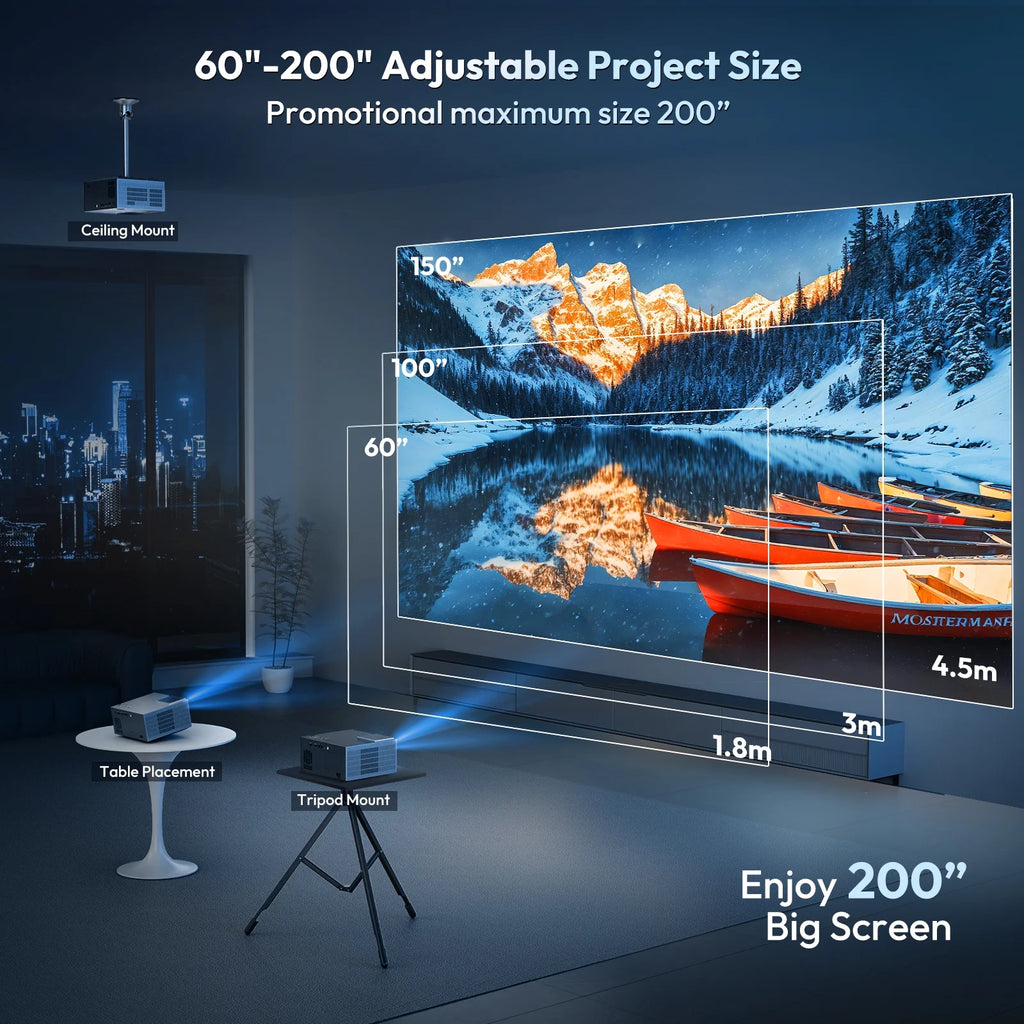 Auto Focus 4K Projector Native 1080P Smart Projector with Wifi and Bluetooth B95390