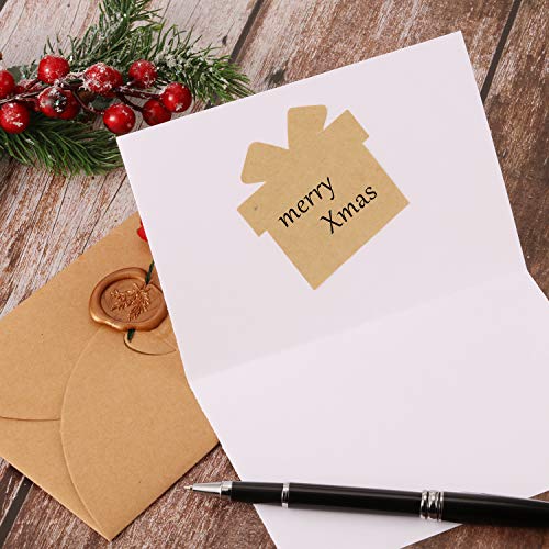 300 Pcs Brown Kraft Paper Christmas Gift Tags Stickers 2.5 x 2.5 Inches F15295