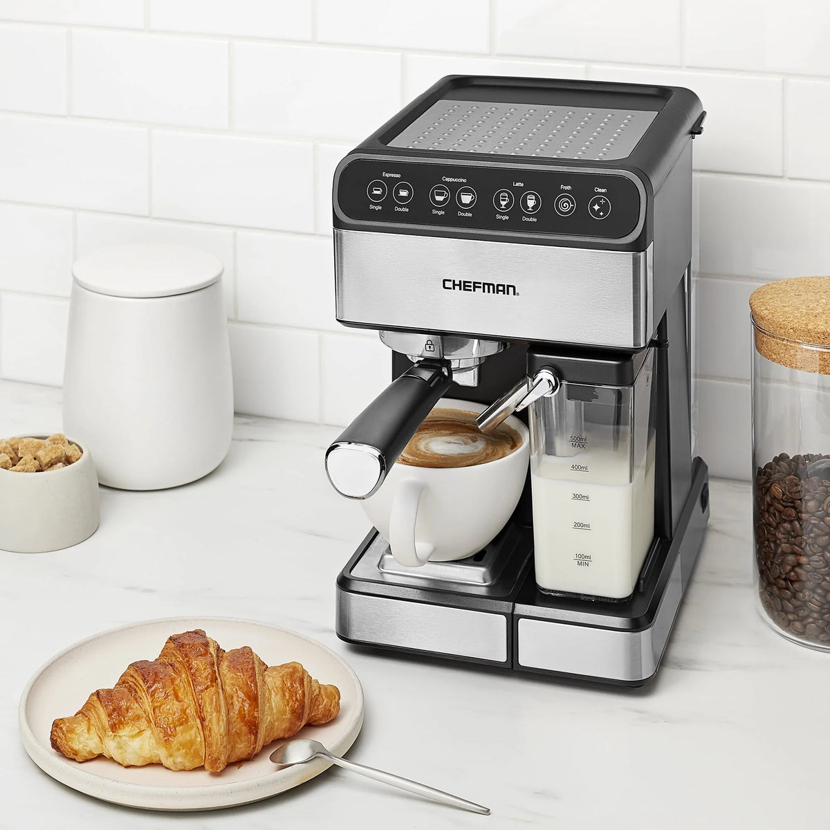 6-in-1 Digital Espresso Machine with Milk Frother W414