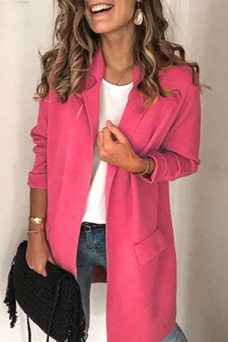 Casual Solid Turn-back Collar Outerwear G702