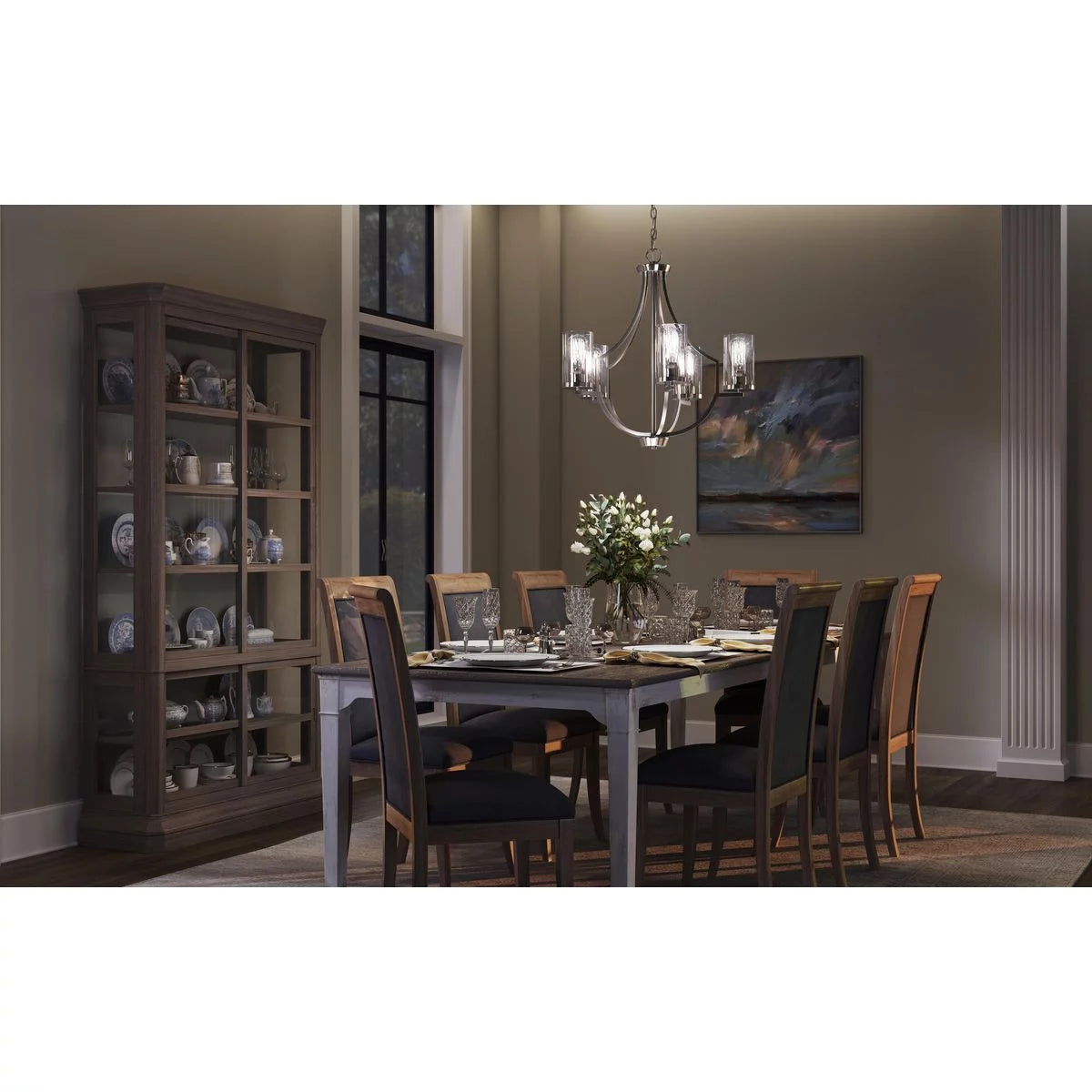 Brushed Nickel Clear Glass Modern Chandelier K7366