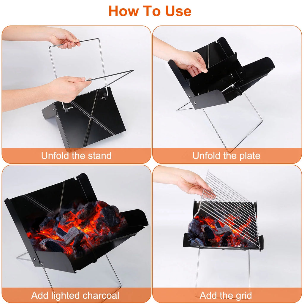 Foldable Mini Stainless Steel BBQ Grill K313