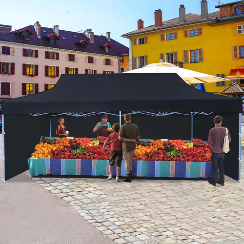 10'x20' Pop Up Canopy Tent with Sidewalls, Black S53576