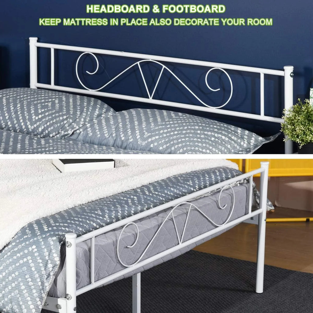 Queen Size Metal Platform Bed Frame with Headboard J625
