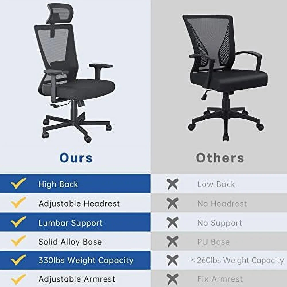 Black Ergonomic Mesh Office Chair with Lumbar Support Q38462