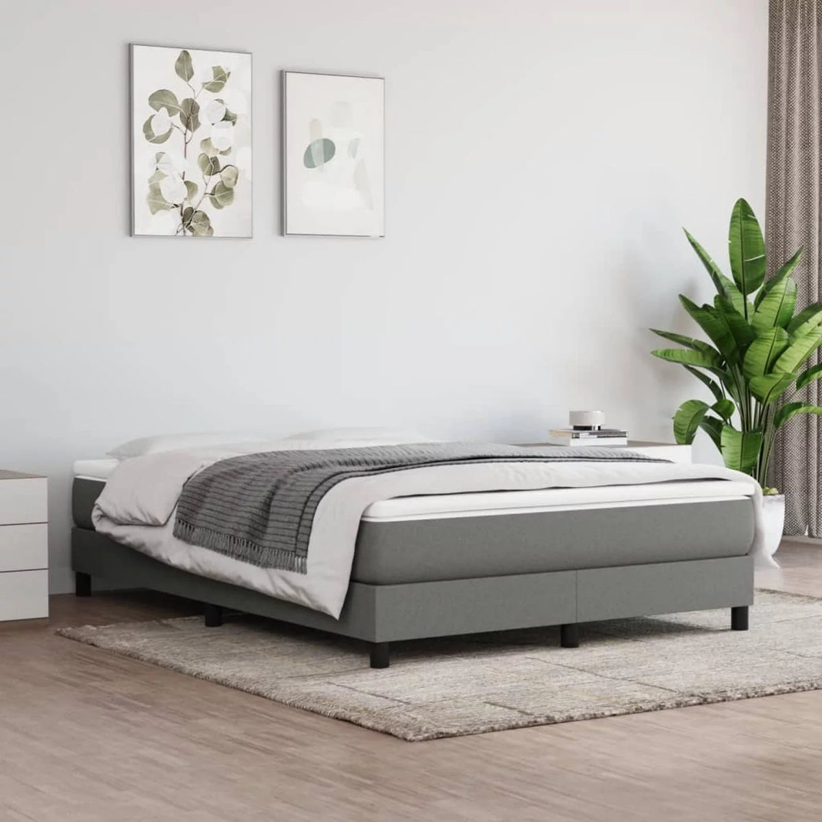 Full Size Fabric Platform Bed Frame with Wooden Slat Support B275696
