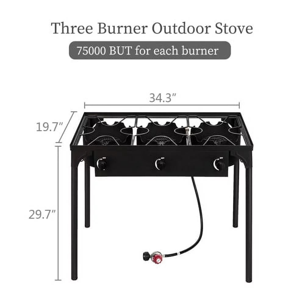 Black Portable 3 Burner Propane Cooker G251
