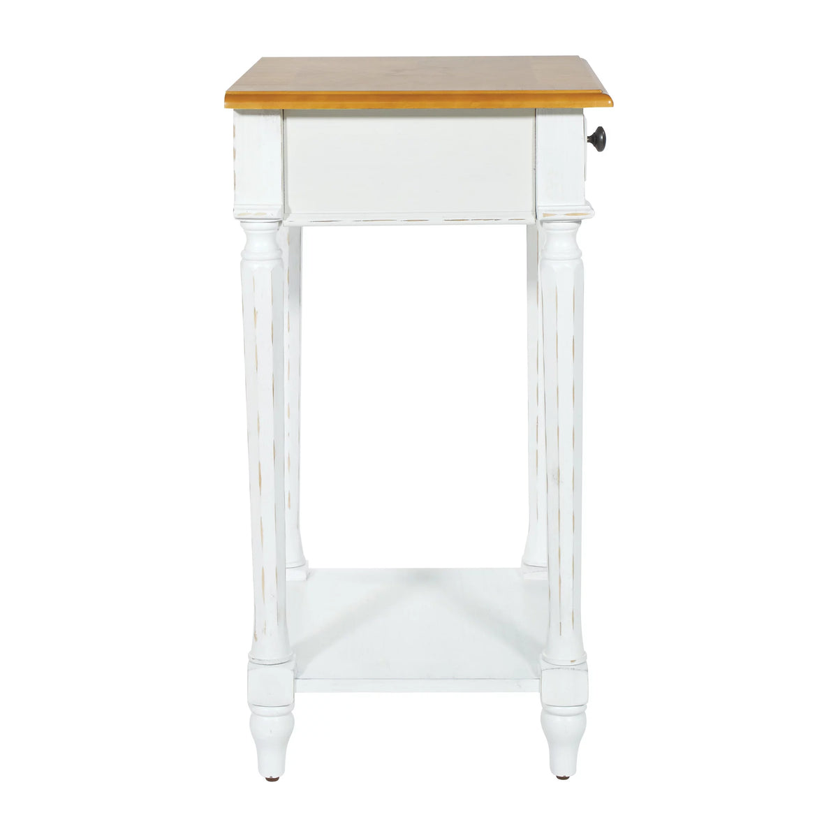 White Side Table with Natural Veneer Top I1041