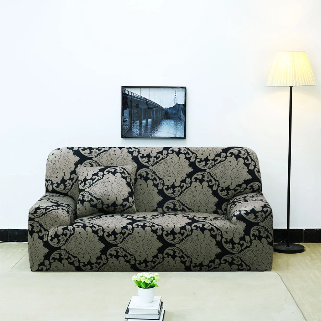Black Green Floral 2 Seater Sofa Cover F707