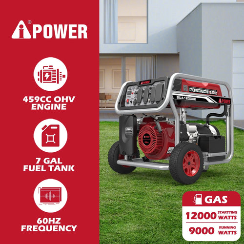 12000 Watt Portable Gas Powered Generator with Electric Start P707732