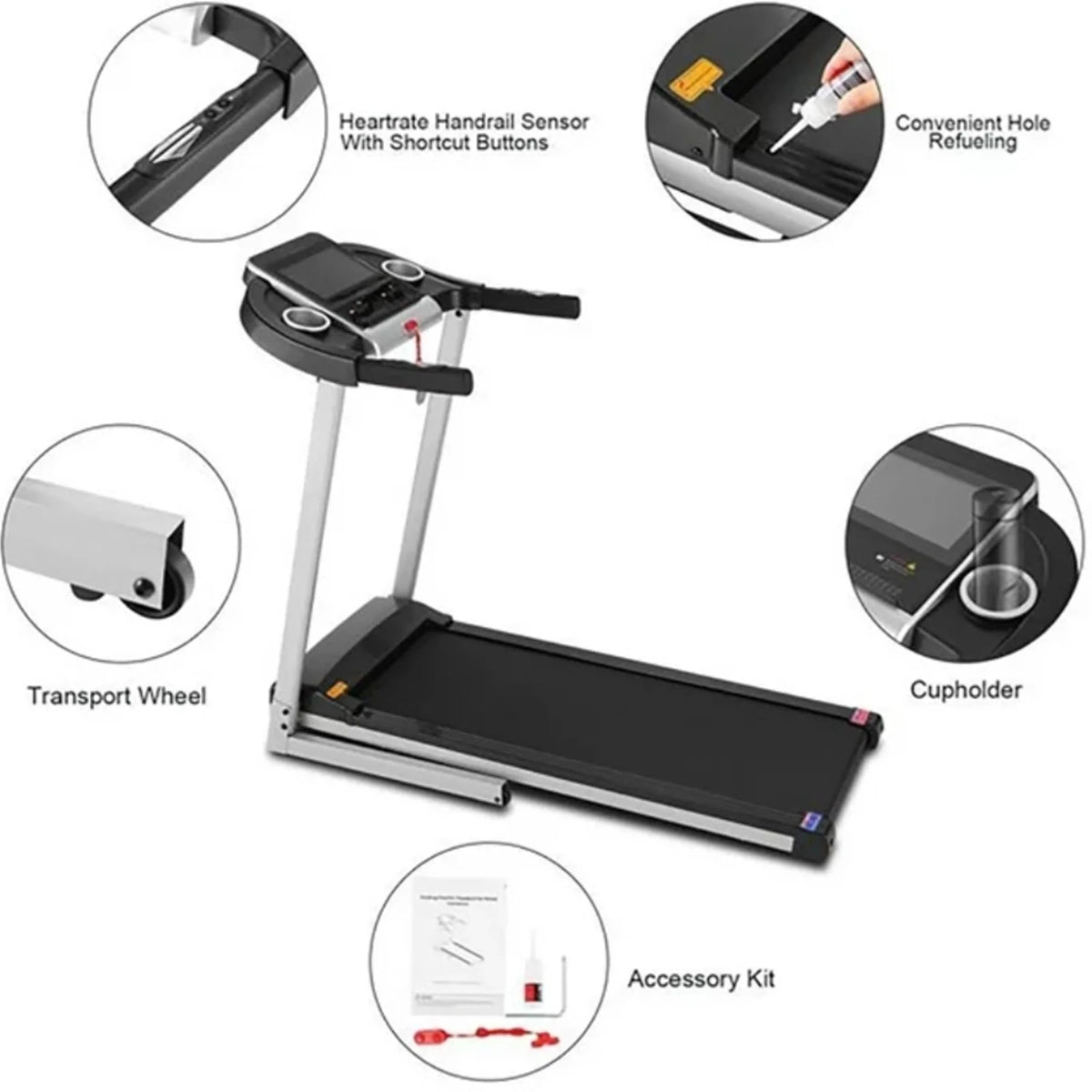 Silver Treadmill with 10 HD Touchscreen and 36 Preset Programs M1185