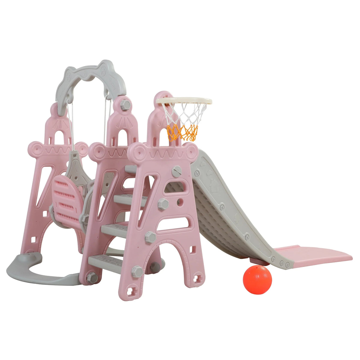 5 in 1 Slide and Swing Playing Set with 2 Basketball Hoops N621234