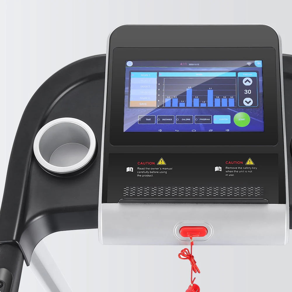 Silver Treadmill with 10 HD Touchscreen and 36 Preset Programs M1185