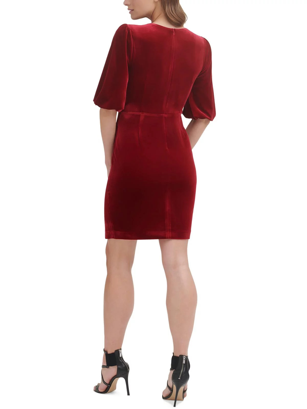 Ruched Faux Wrap Dress V1916