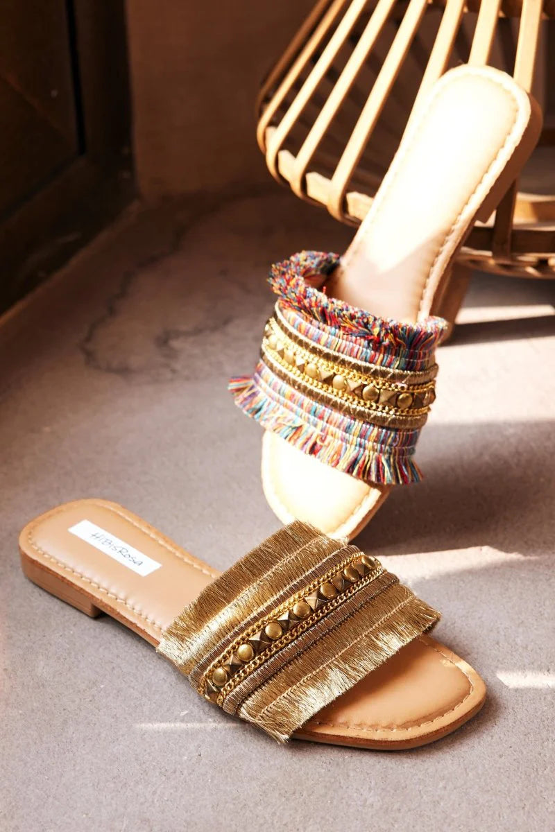 Metal Flat Sandals C14964