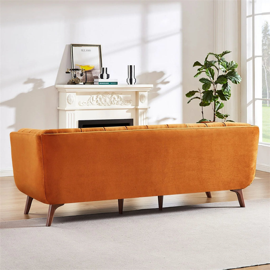 Orange Velvet Upholstered Sofa E752