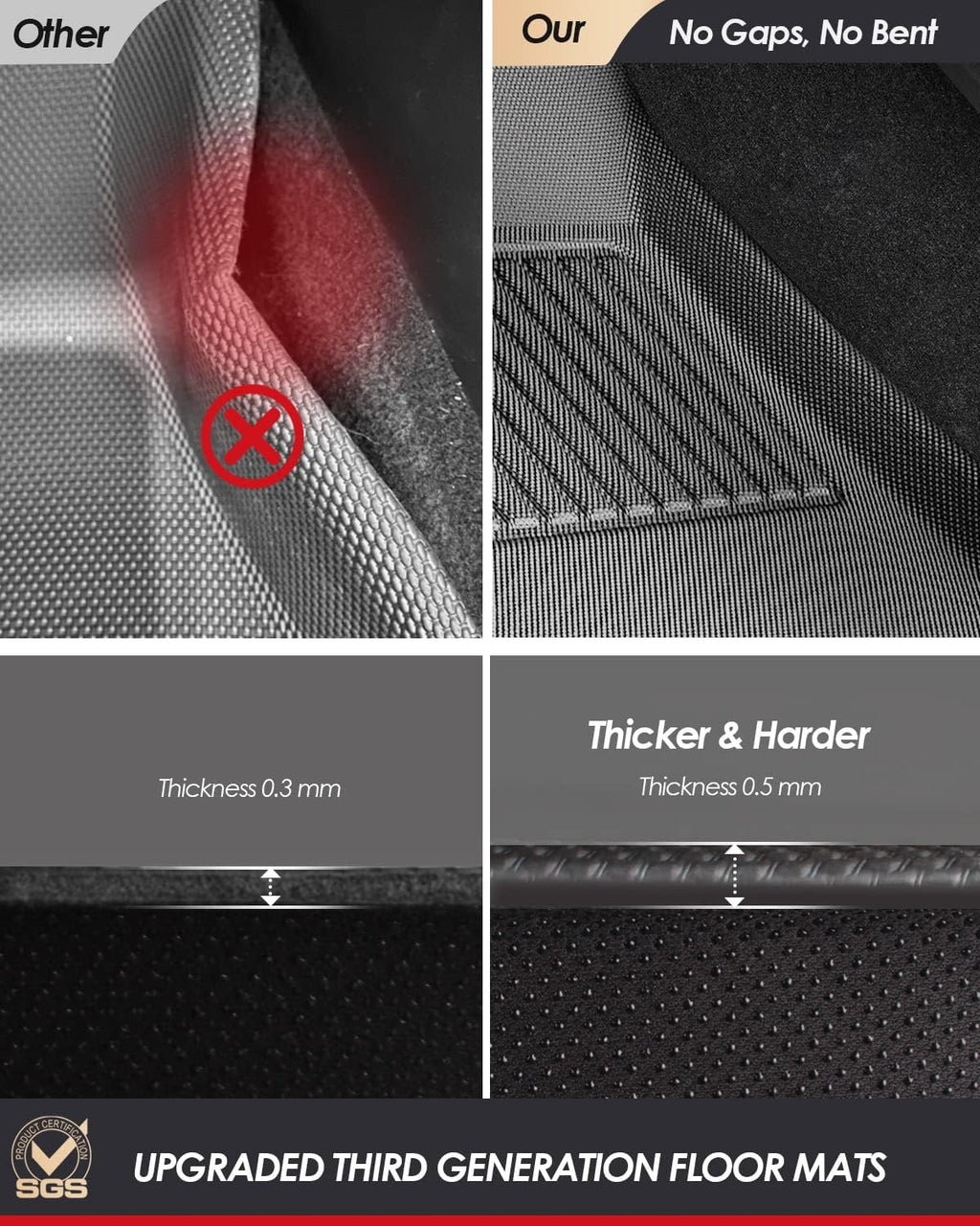 All Weather TPE Floor Mats Cargo Liner Trunk Mats 6 Pieces A534