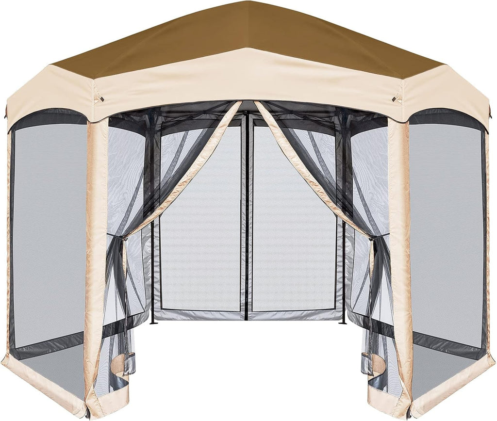 6 Sided Pop-Up Camping Gazebo with Mosquito Netting, Gray H518650