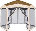 6 Sided Pop-Up Camping Gazebo with Mosquito Netting, Gray H518650
