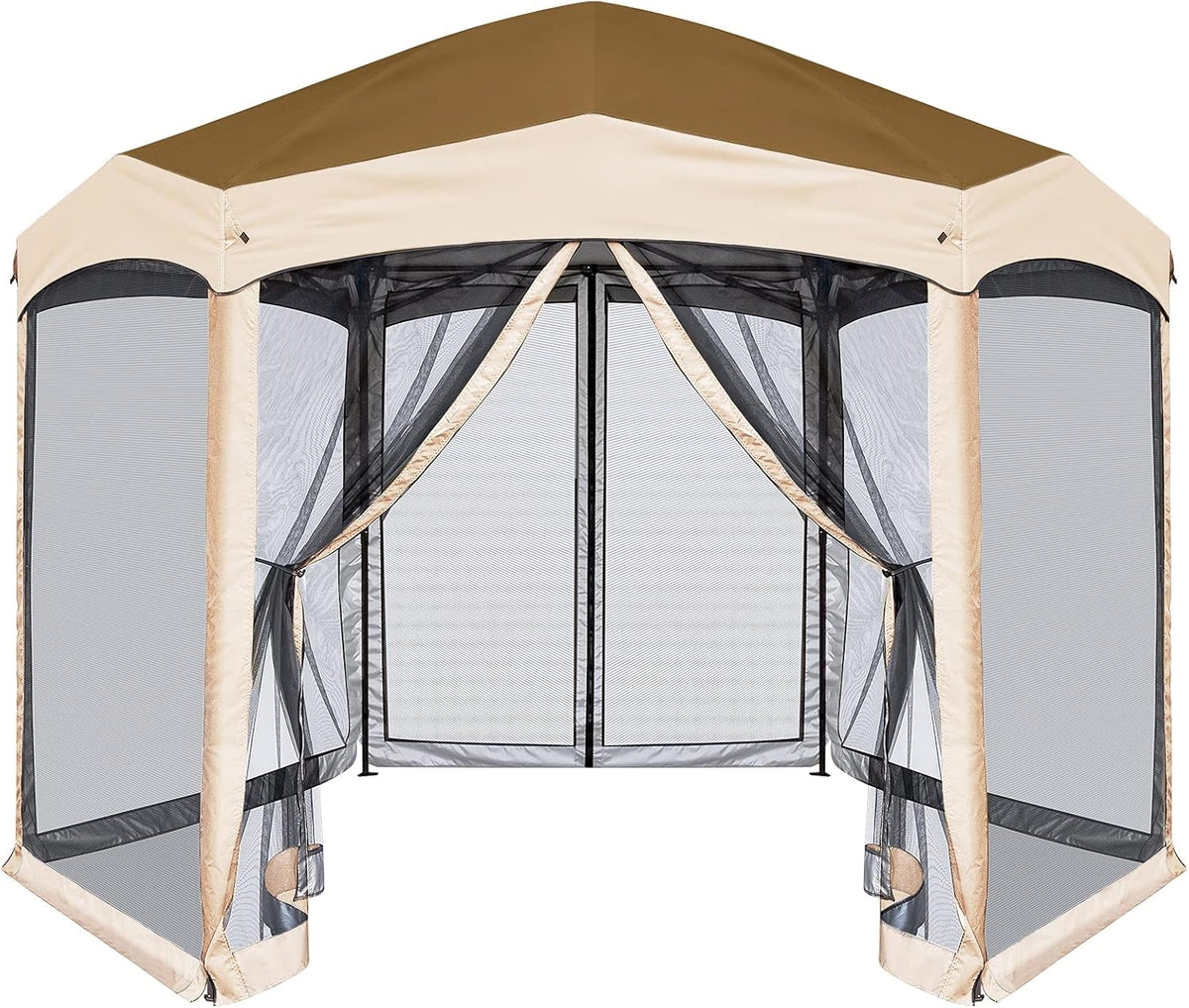 6 Sided Pop-Up Camping Gazebo with Mosquito Netting, Gray H518650
