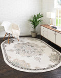 Ivory/Beige 5' x 8' Oval Traditional Rug E9667