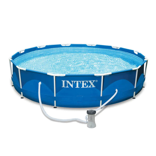 12'x30 Metal Frame Swimming Pool with Filter Pump & Pool Cover K430