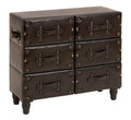 32" x 28" Black Wood Faux Leather Chest with Rivets V4297