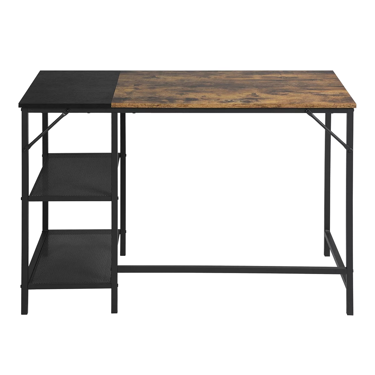 Black Study Desk with 2 Storage Shelves Metal Frame D458389