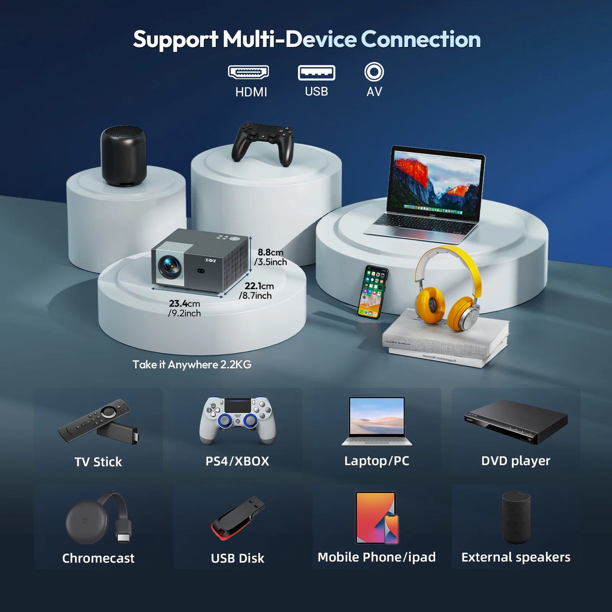 Auto Focus 4K Projector Native 1080P Smart Projector with Wifi and Bluetooth B95390