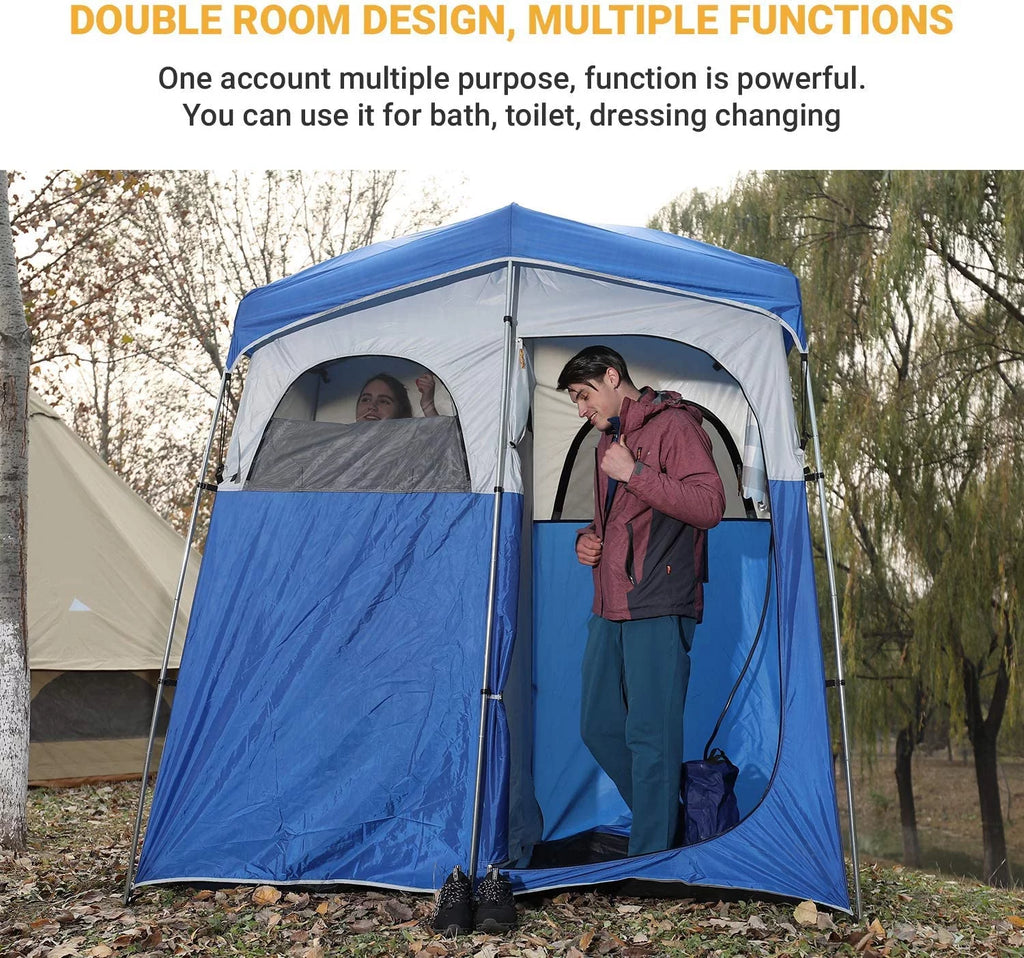 Oversized 2 Rooms Camping Shower Tent with Carry Bag I263146
