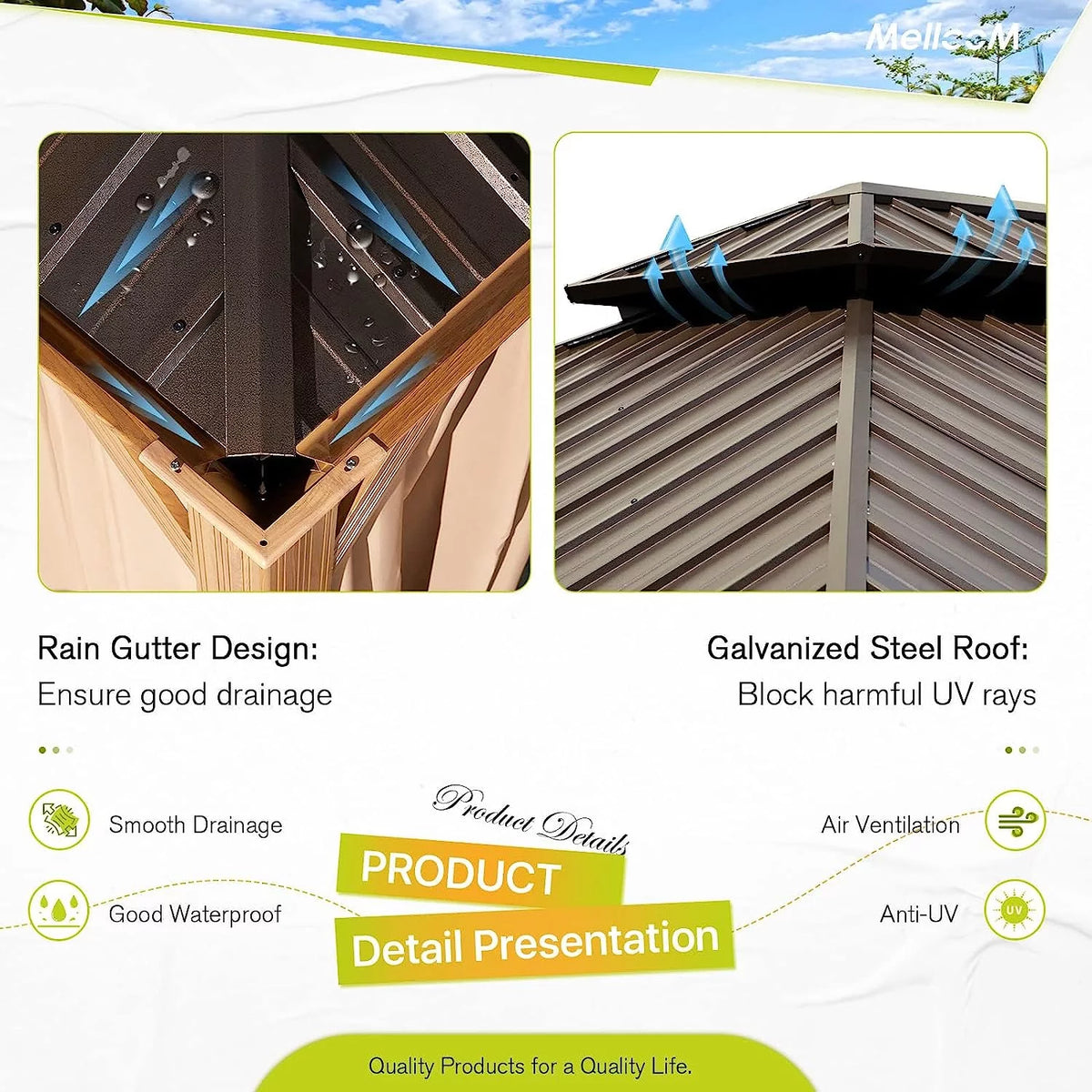 14' x 20' Hardtop Gazebo with Curtains and Nettings Q121020