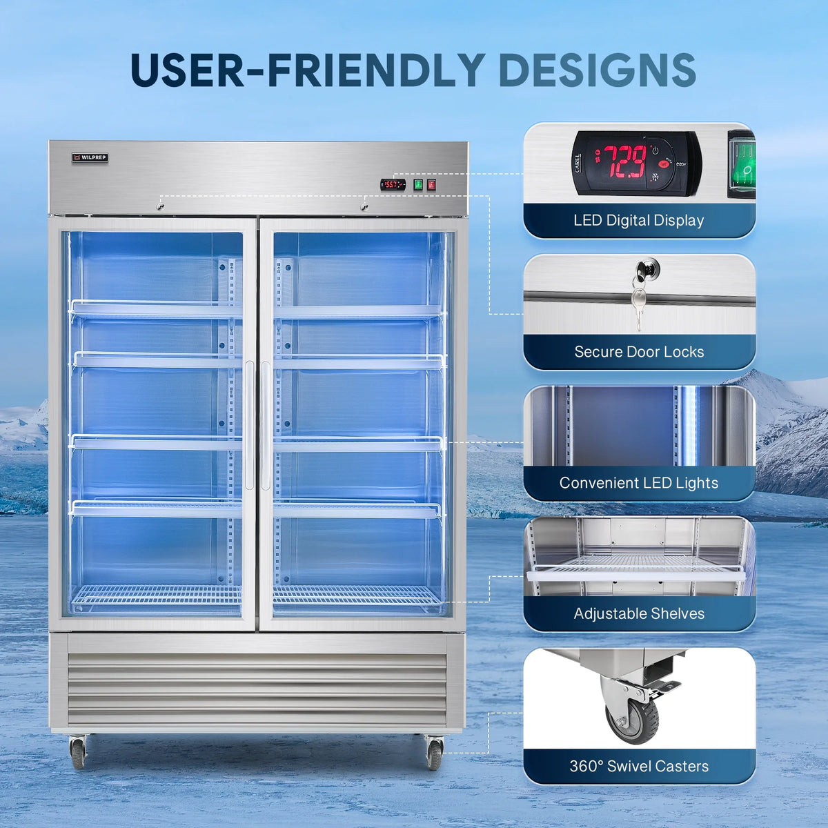 54" 2 Glass Door Display Refrigerator with 42.2 cu. ft. Capacity X95739