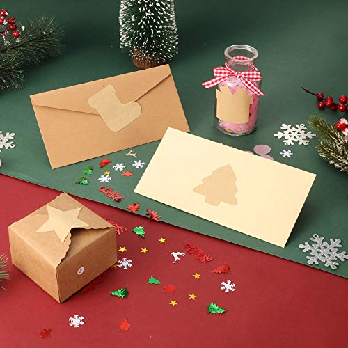 300 Pcs Brown Kraft Paper Christmas Gift Tags Stickers 2.5 x 2.5 Inches F15295